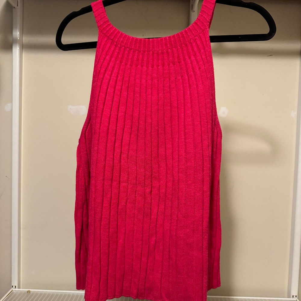 Anthropologie Knit Hot Pink Halter Top